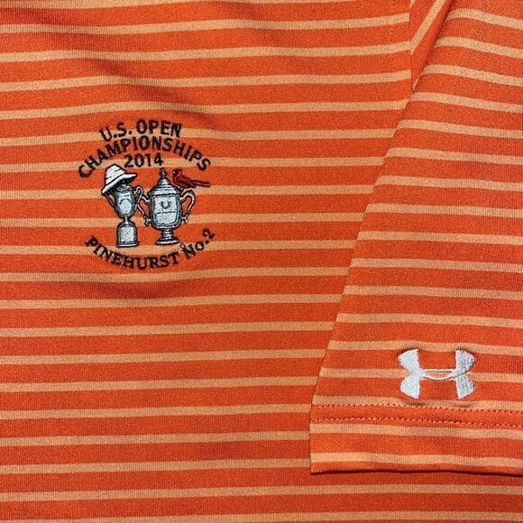 Two (2) 2014 US Open Pinehurst Orange & Green Gray Stripe Golf Polo Shirt XL - Picture 9 of 11